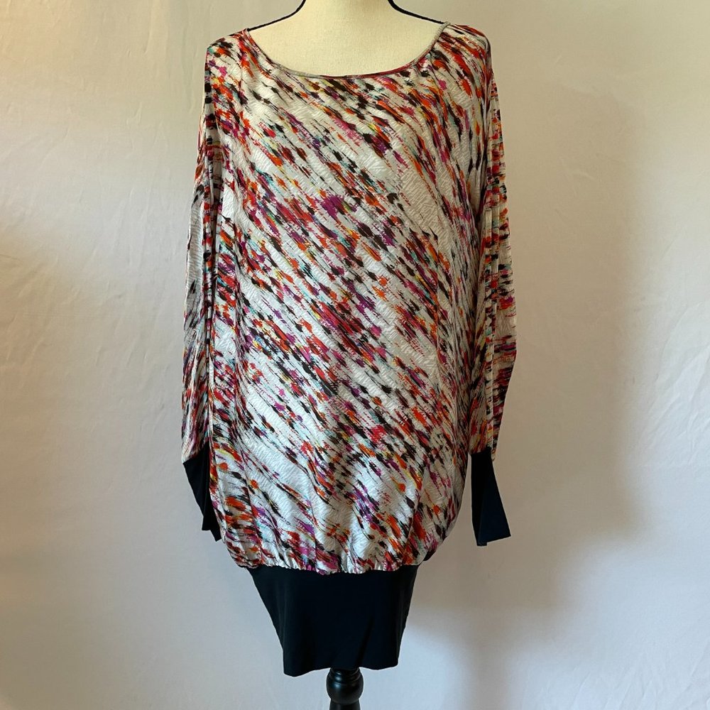 BCBGMaxAzria Multicolor Banded Bottom Long Sleeve Tunic Dress – Size M